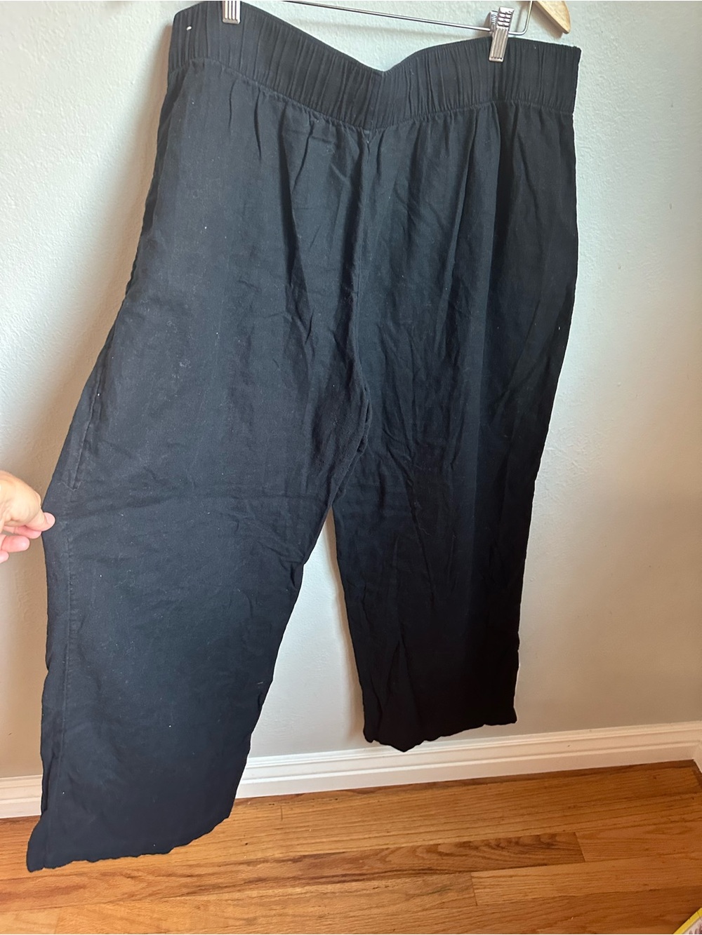 Abercrombie & Fitch Black Linen Blend Pull-On Cropped Pants XL - Picture 2 of 4